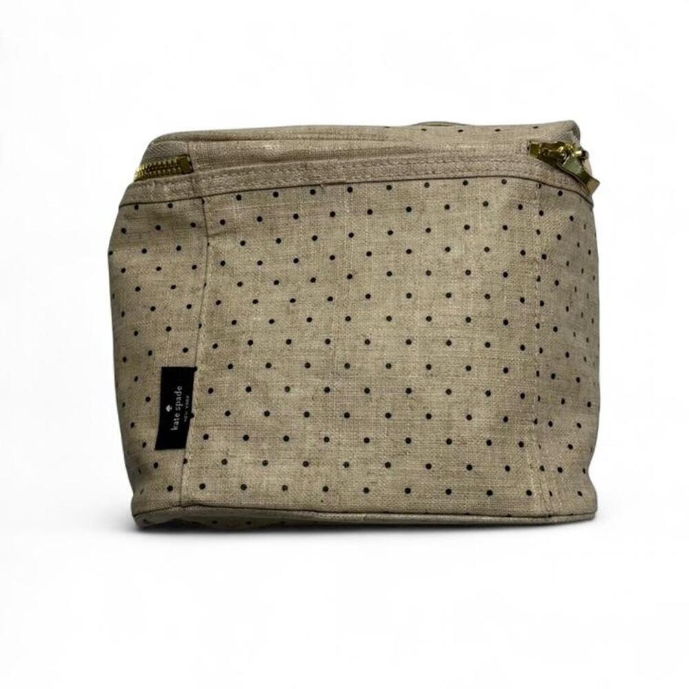 Kate Spade black + cream polka dot lunch bag coquette lunch box work office girl - Picture 1 of 8
